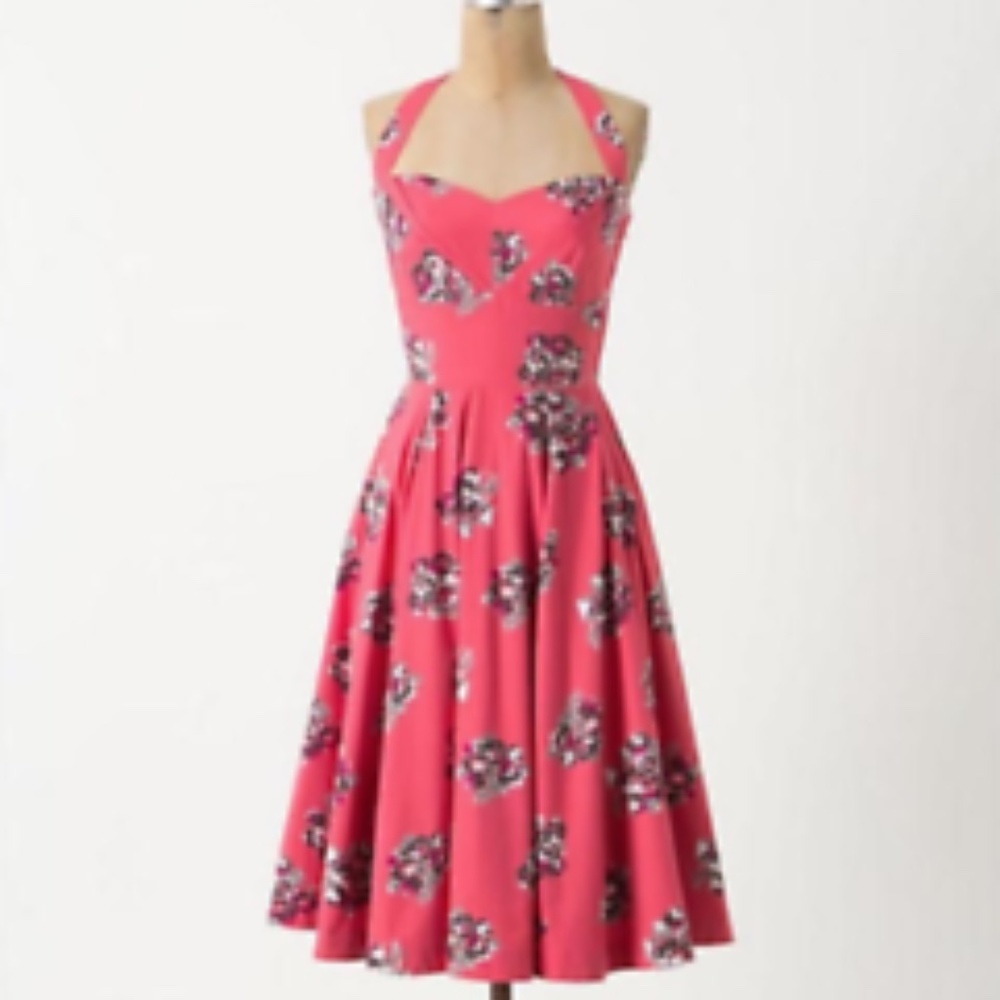 Anthropologie x Girls of Savoy Pink Floral Swing Dress